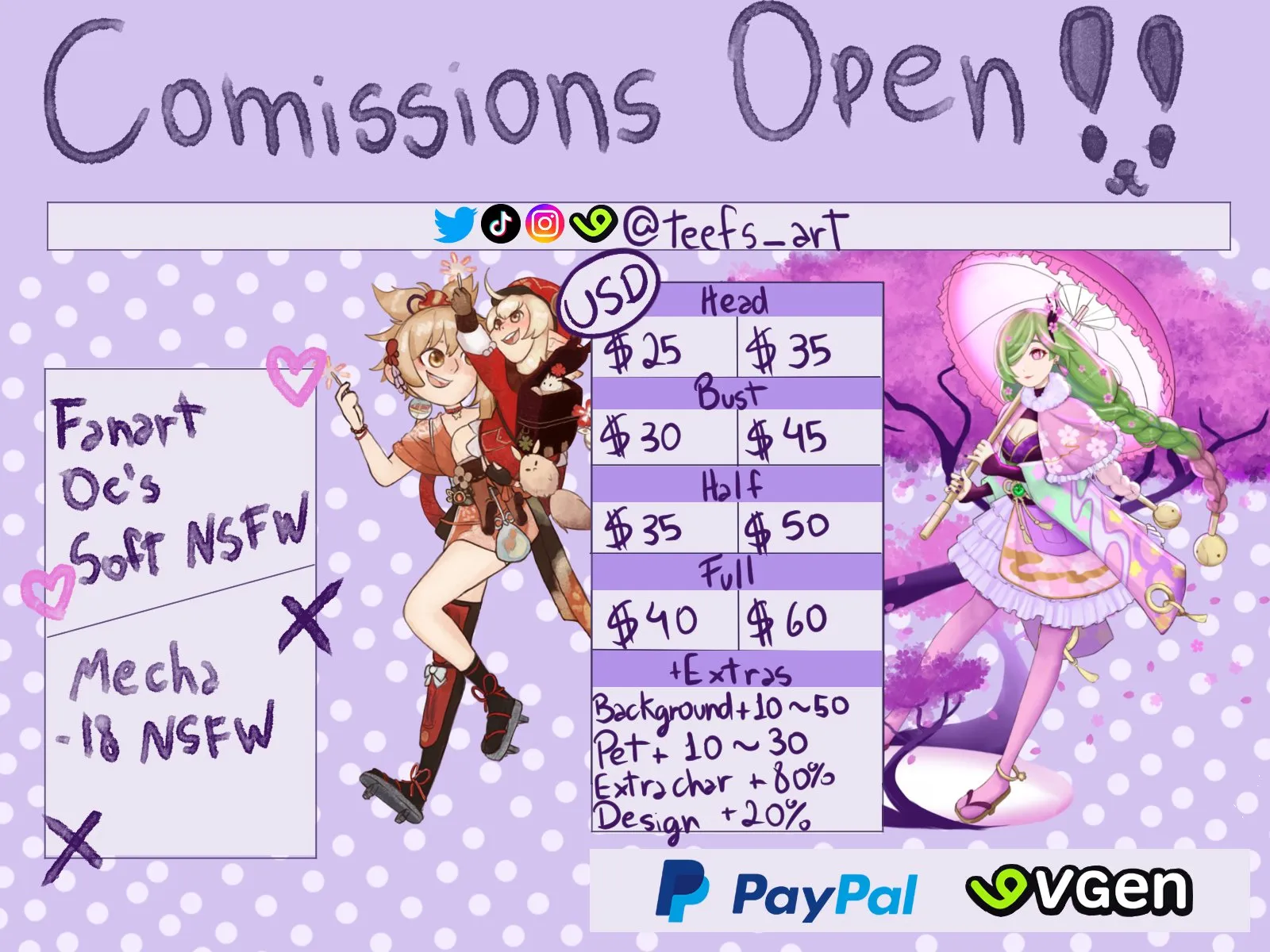 Commission sheet